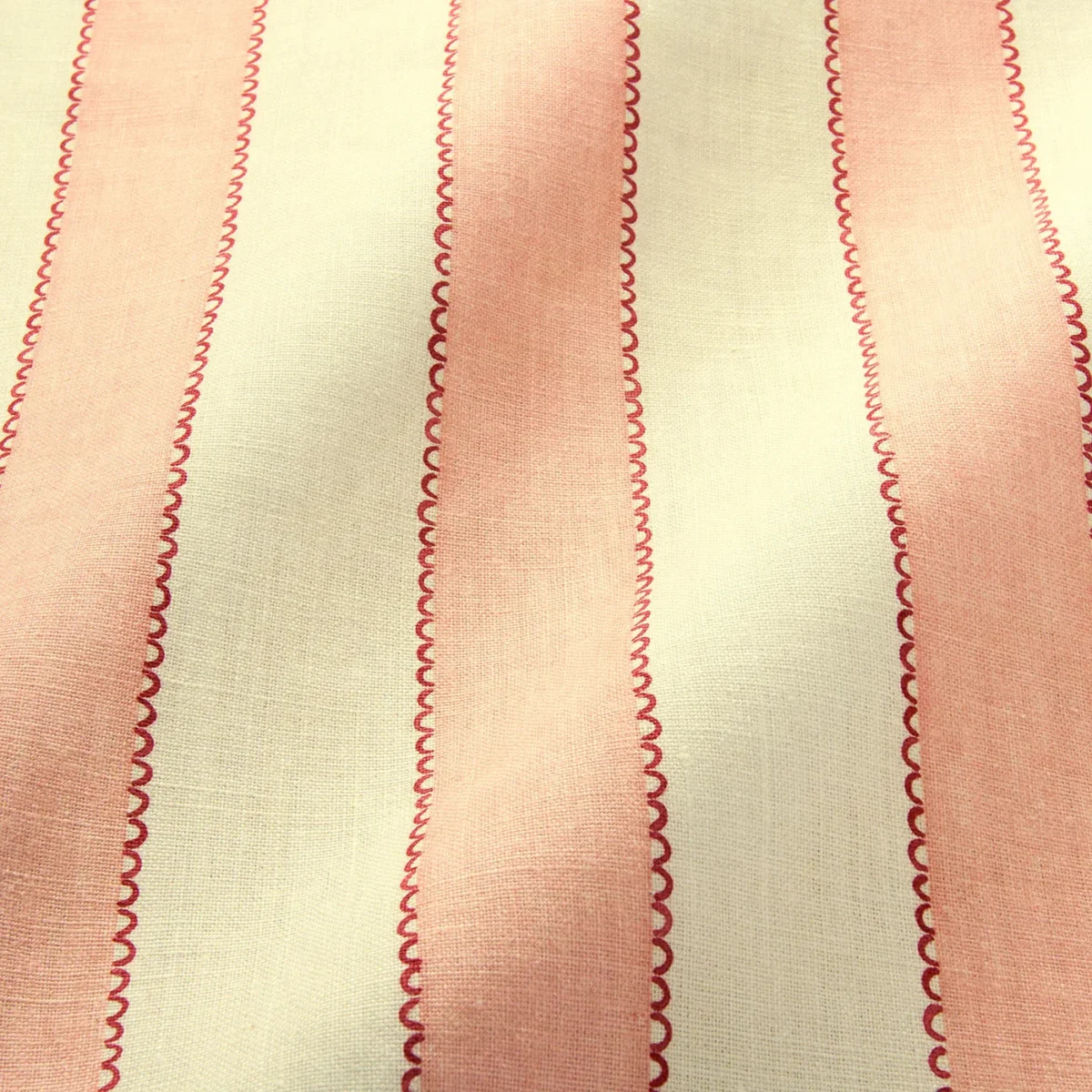 Lola Stripe Fabric - Pavlova by Lola Stripe Fabric from Linwood Fabrics Lola collection - pink striped linen