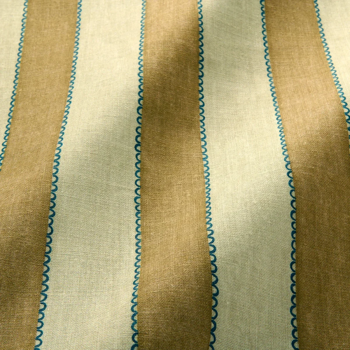 Lola Stripe Fabric - Toast Rack by Lola Stripe Fabric from Linwood Fabrics Lola collection - brown striped linen