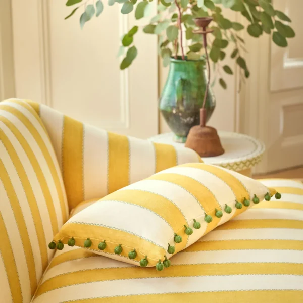 Lola Stripe Fabric from Linwood Fabrics Lola collection - yellow striped linen
