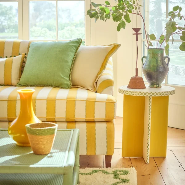 Lola Stripe Fabric from Linwood Fabrics Lola collection - yellow striped linen