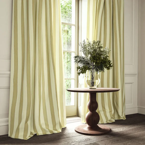 Lola Stripe Fabric - Haystack by Lola Stripe Fabric from Linwood Fabrics Lola collection - yellow striped linen