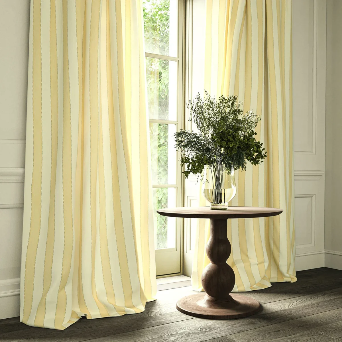 Lola Stripe Fabric from Linwood Fabrics Lola collection - yellow striped linen