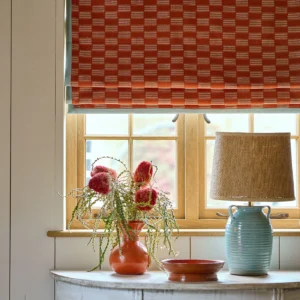 Strata Fabric from Linwood Fabrics Chesil collection - red checked woven