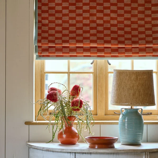 Strata Fabric - Pimento by Strata Fabric from Linwood Fabrics Chesil collection - red checked woven