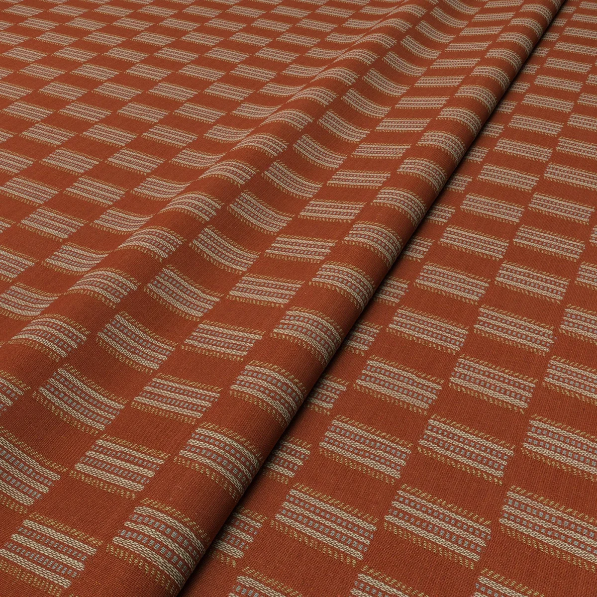 Strata Fabric from Linwood Fabrics Chesil collection - red checked woven