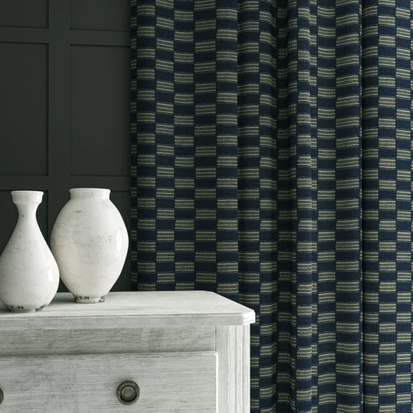 Strata Fabric - Denim by Strata Fabric from Linwood Fabrics Chesil collection - blue checked woven