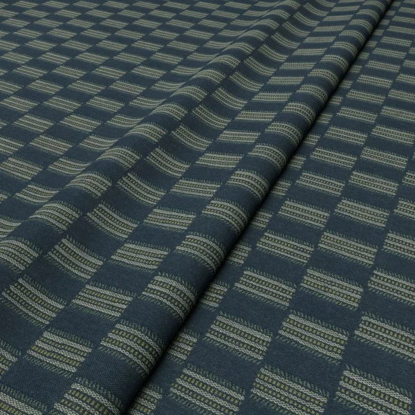 Strata Fabric - Denim by Strata Fabric from Linwood Fabrics Chesil collection - blue checked woven