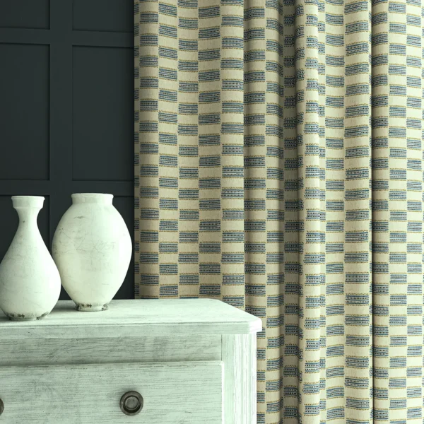 Strata Fabric - Bluestone by Strata Fabric from Linwood Fabrics Chesil collection - blue checked woven