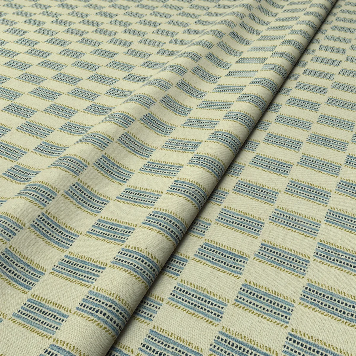 Strata Fabric - Bluestone by Strata Fabric from Linwood Fabrics Chesil collection - blue checked woven