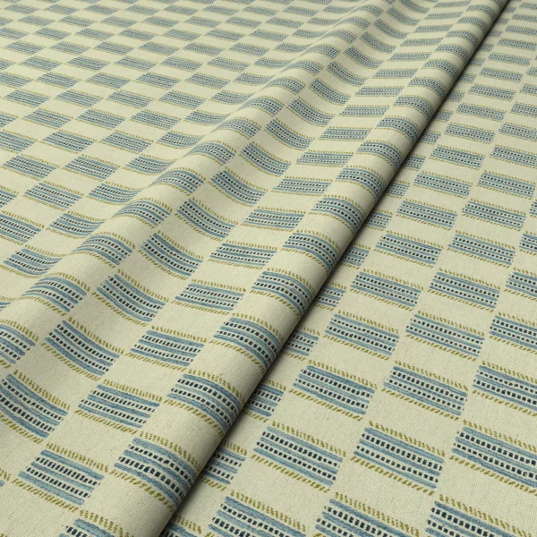 Strata Fabric - Bluestone by Strata Fabric from Linwood Fabrics Chesil collection - blue checked woven