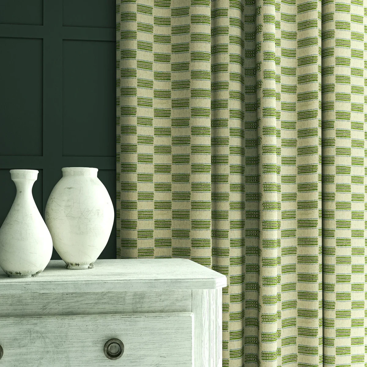 Strata Fabric - Pistachio by Strata Fabric from Linwood Fabrics Chesil collection - green checked woven