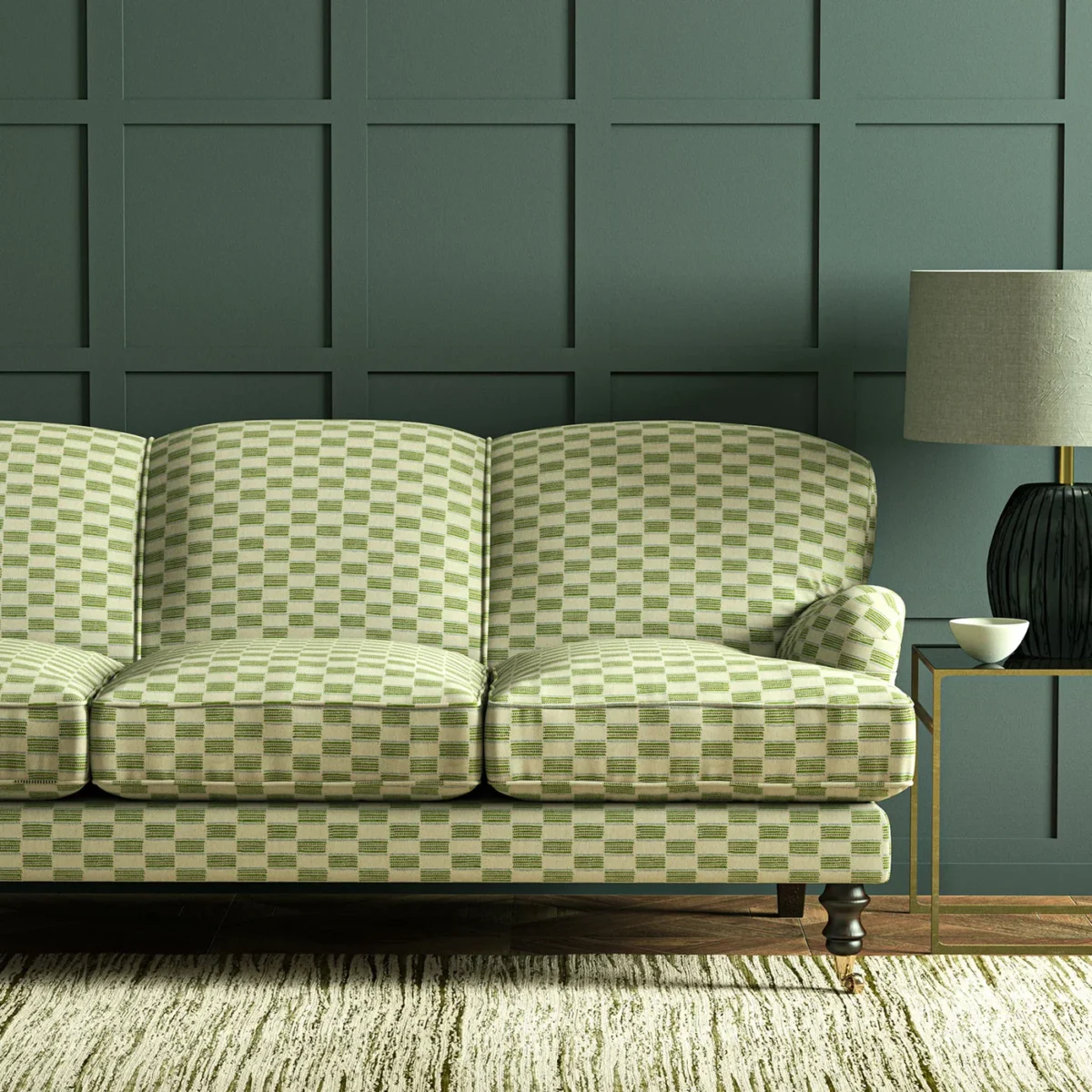 Strata Fabric - Pistachio by Strata Fabric from Linwood Fabrics Chesil collection - green checked woven