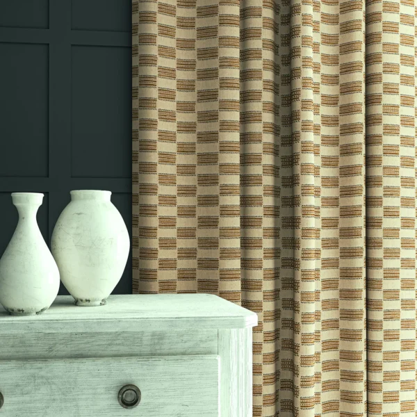 Strata Fabric - Cafe Crema by Strata Fabric from Linwood Fabrics Chesil collection - brown checked woven