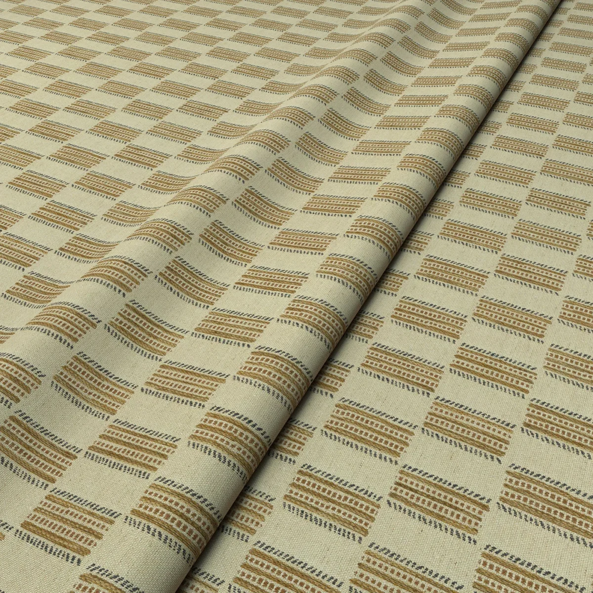 Strata Fabric - Cafe Crema by Strata Fabric from Linwood Fabrics Chesil collection - brown checked woven