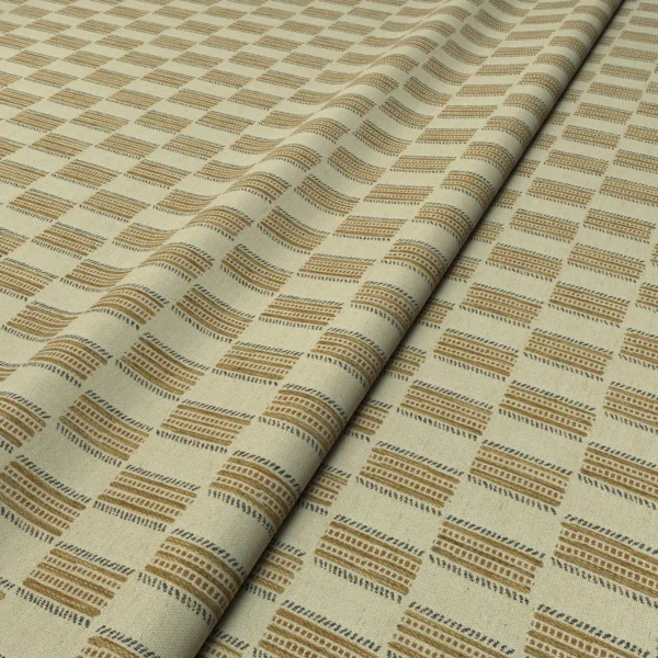 Strata Fabric - Cafe Crema by Strata Fabric from Linwood Fabrics Chesil collection - brown checked woven