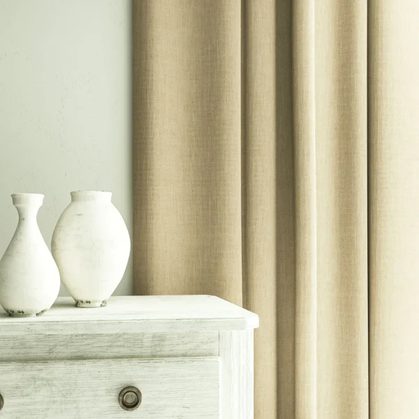 Pluto Fabric - Putty by Pluto Fabric from Linwood Fabrics Pluto collection - neutral plain woven