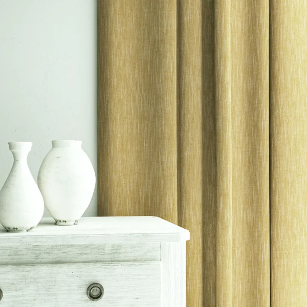 Pluto Fabric - Cornsilk by Pluto Fabric from Linwood Fabrics Pluto collection - yellow plain woven