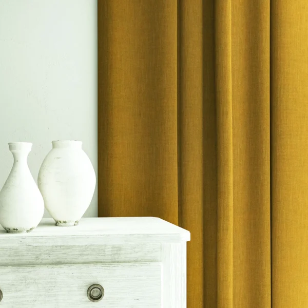 Pluto Fabric from Linwood Fabrics Pluto collection - yellow plain woven