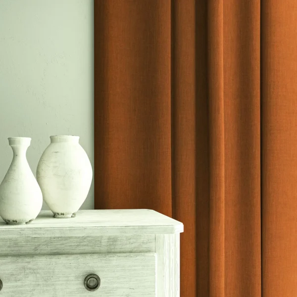 Pluto Fabric from Linwood Fabrics Pluto collection - orange plain woven