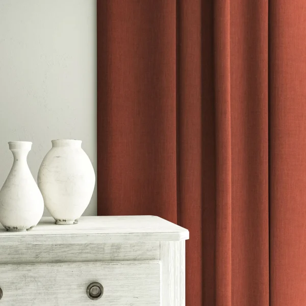 Pluto Fabric - Rosebud by Pluto Fabric from Linwood Fabrics Pluto collection - red plain woven