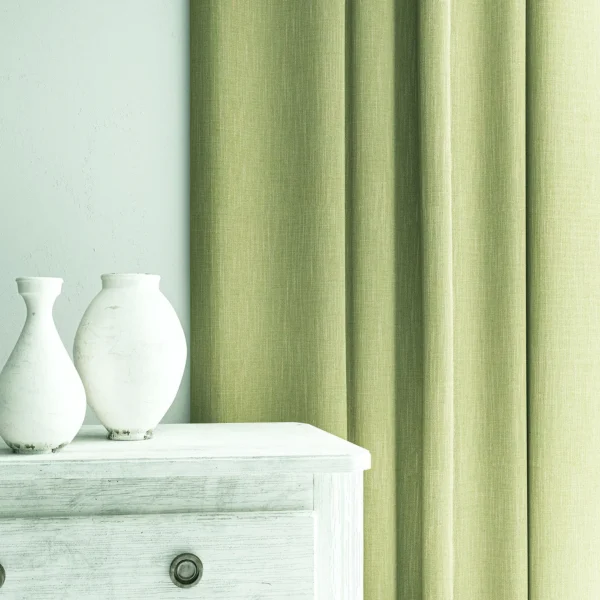 Pluto Fabric - Frosted Green by Pluto Fabric from Linwood Fabrics Pluto collection - green plain woven