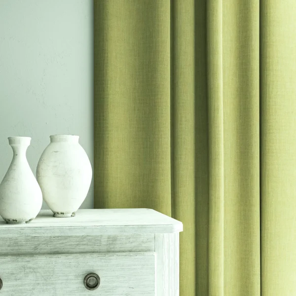 Pluto Fabric from Linwood Fabrics Pluto collection - green plain woven