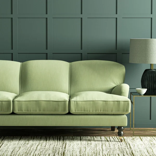 Pluto Fabric - Eucalyptus by Pluto Fabric from Linwood Fabrics Pluto collection - green plain woven