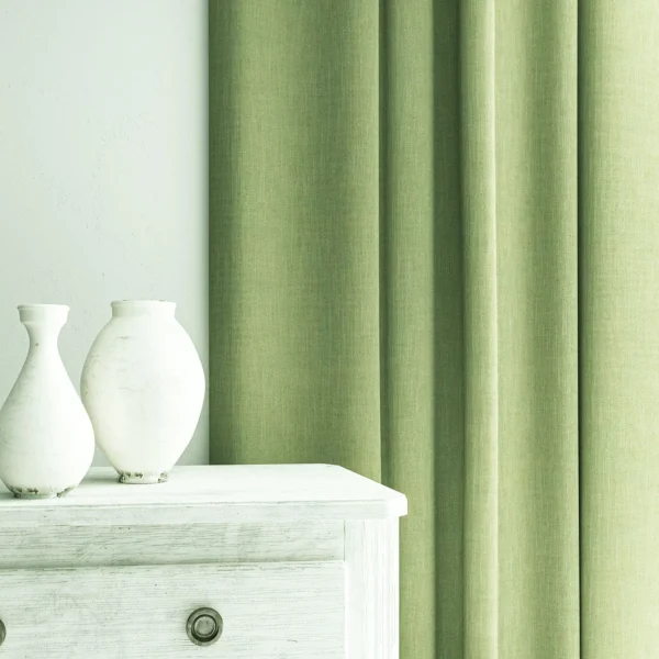 Pluto Fabric - Seafoam by Pluto Fabric from Linwood Fabrics Pluto collection - green plain woven