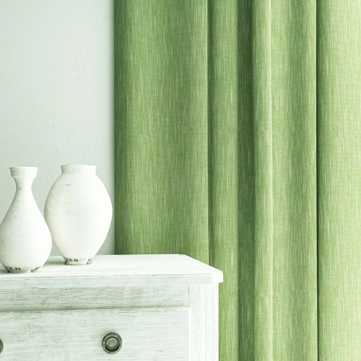 Pluto Fabric from Linwood Fabrics Pluto collection - green plain woven
