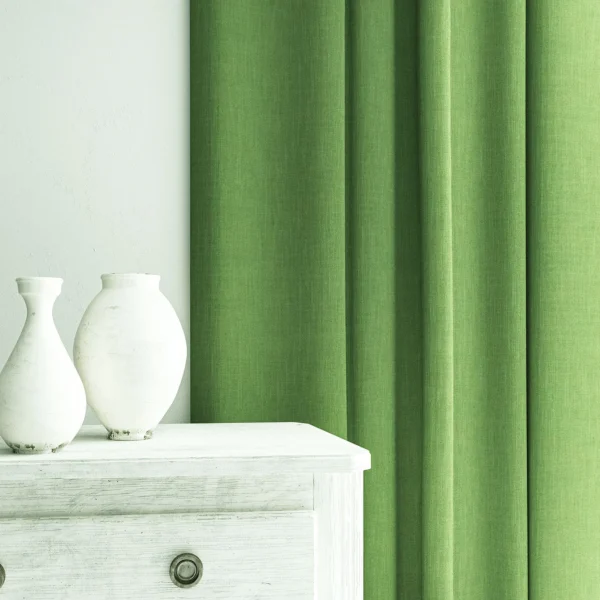 Pluto Fabric - Spring Green by Pluto Fabric from Linwood Fabrics Pluto collection - green plain woven
