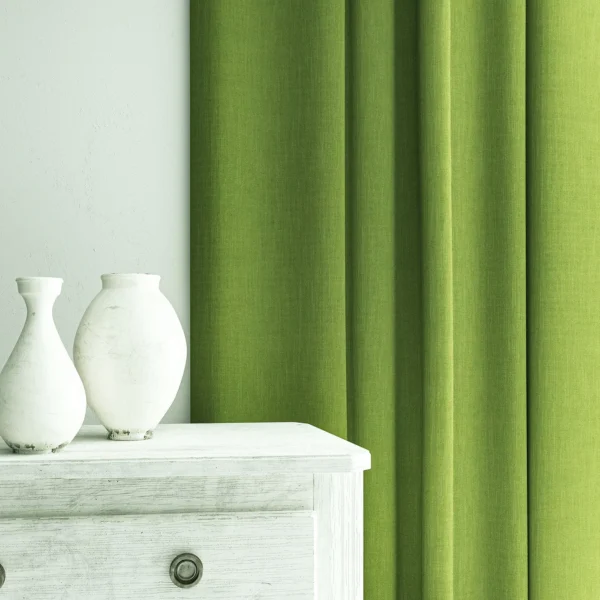 Pluto Fabric from Linwood Fabrics Pluto collection - green plain woven