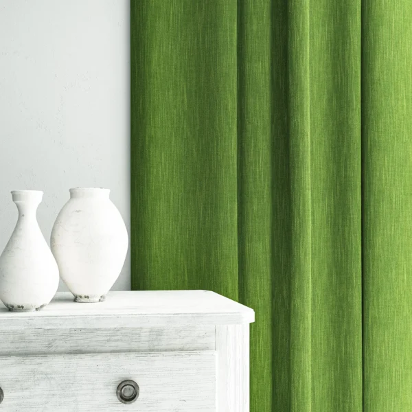 Pluto Fabric - Peridot by Pluto Fabric from Linwood Fabrics Pluto collection - green plain woven