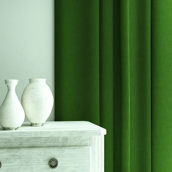 Pluto Fabric - Shamrock by Pluto Fabric from Linwood Fabrics Pluto collection - green plain woven