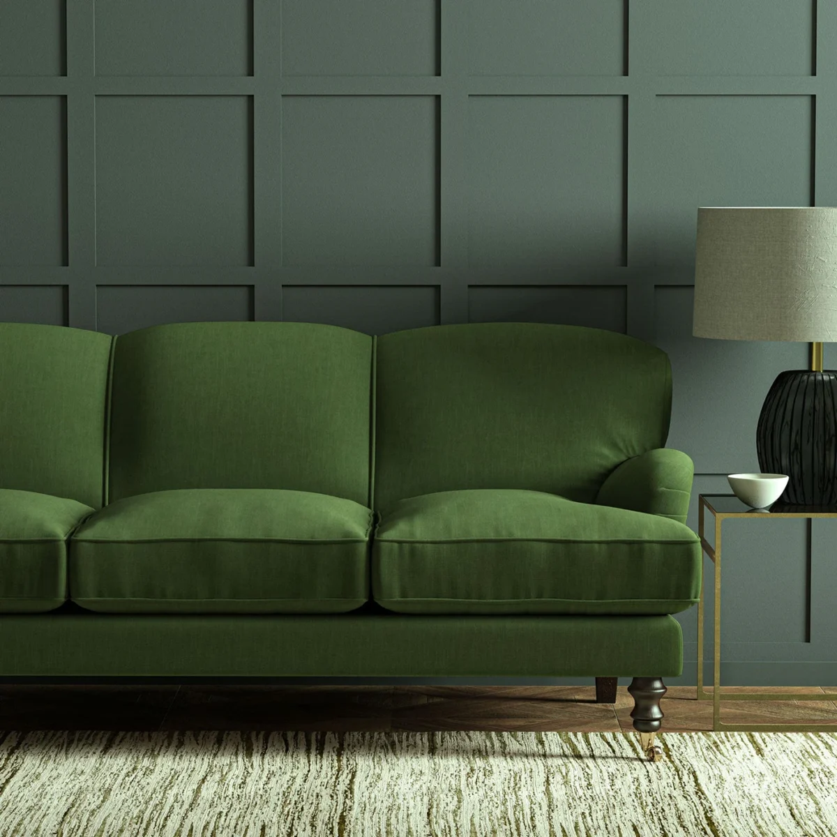 Pluto Fabric - Pine by Pluto Fabric from Linwood Fabrics Pluto collection - green plain woven