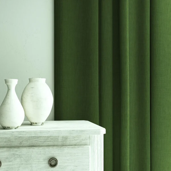 Pluto Fabric from Linwood Fabrics Pluto collection - green plain woven