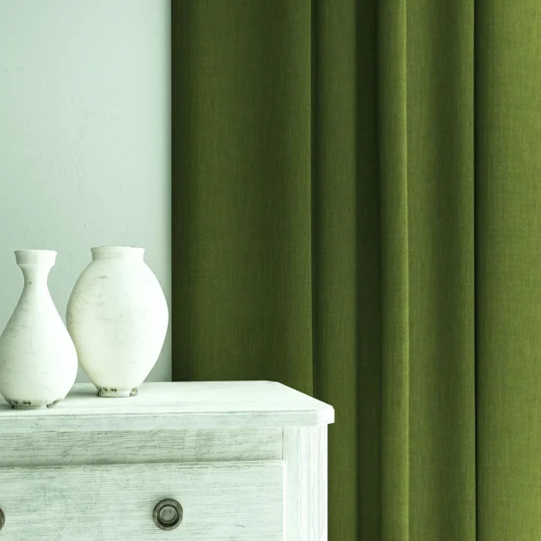 Pluto Fabric from Linwood Fabrics Pluto collection - green plain woven