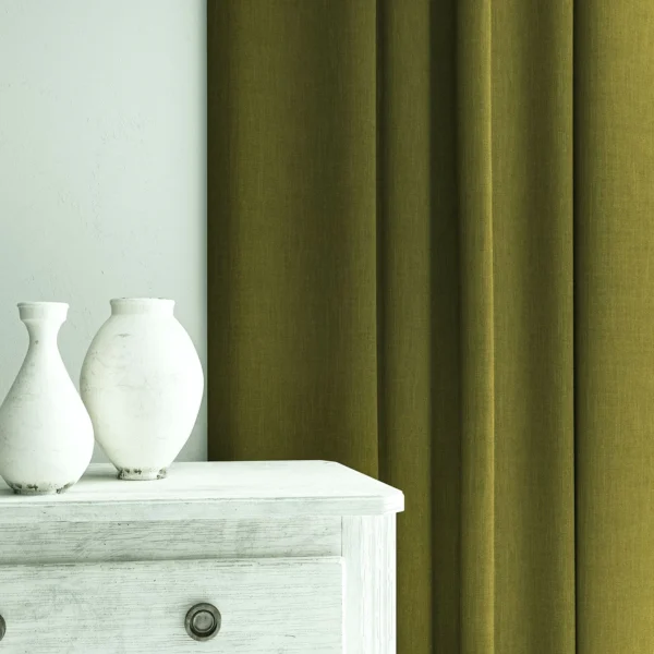 Pluto Fabric from Linwood Fabrics Pluto collection - green plain woven