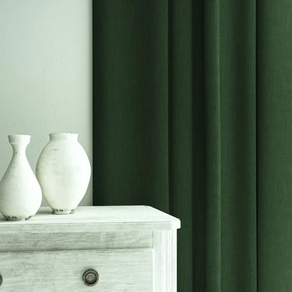 Pluto Fabric - Jungle by Pluto Fabric from Linwood Fabrics Pluto collection - green plain woven