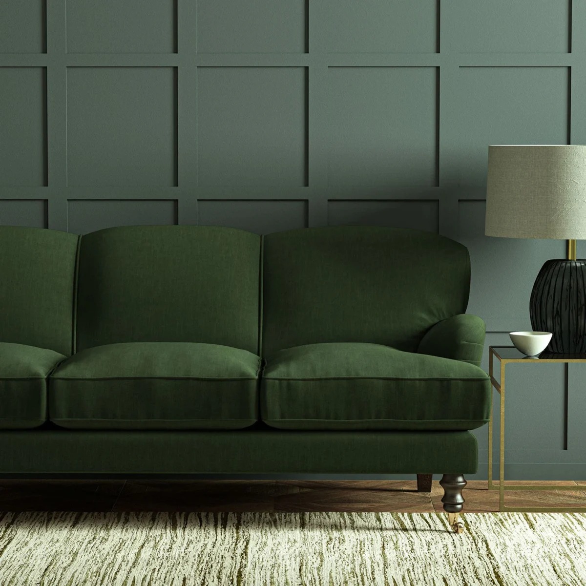 Pluto Fabric - Hunter by Pluto Fabric from Linwood Fabrics Pluto collection - green plain woven