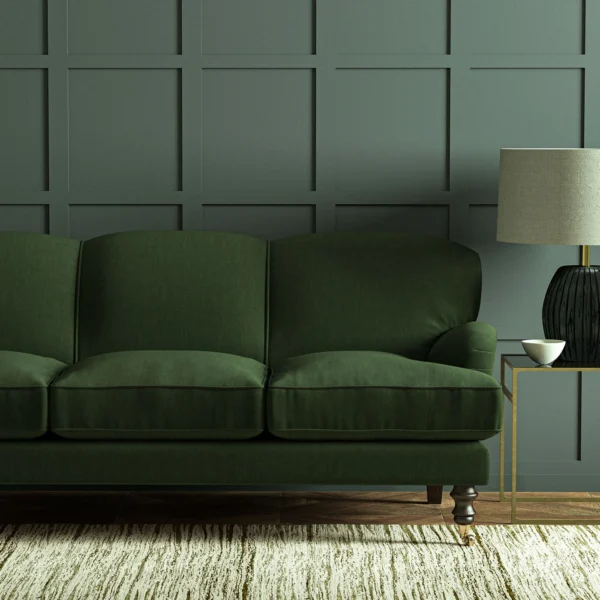 Pluto Fabric - Hunter by Pluto Fabric from Linwood Fabrics Pluto collection - green plain woven
