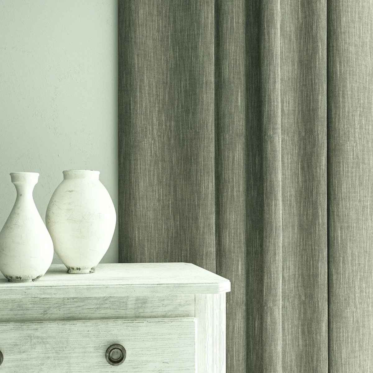 Pluto Fabric - Dove by Pluto Fabric from Linwood Fabrics Pluto collection - black-grey plain woven