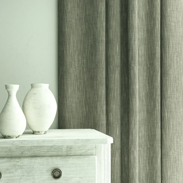 Pluto Fabric - Dove by Pluto Fabric from Linwood Fabrics Pluto collection - black-grey plain woven
