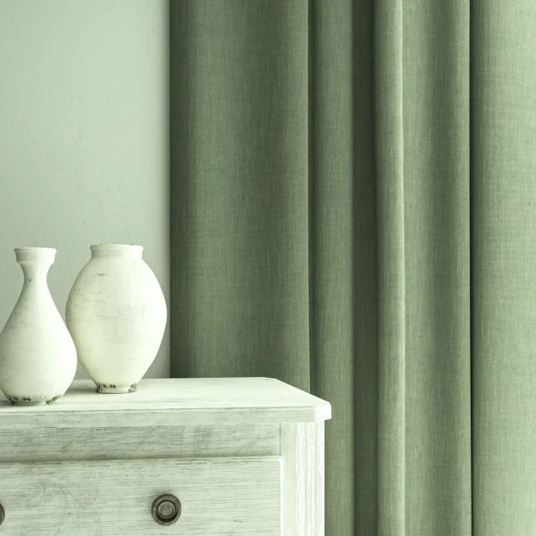 Pluto Fabric - Bluestone by Pluto Fabric from Linwood Fabrics Pluto collection - blue plain woven