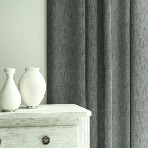 Pluto Fabric from Linwood Fabrics Pluto collection - black-grey plain woven
