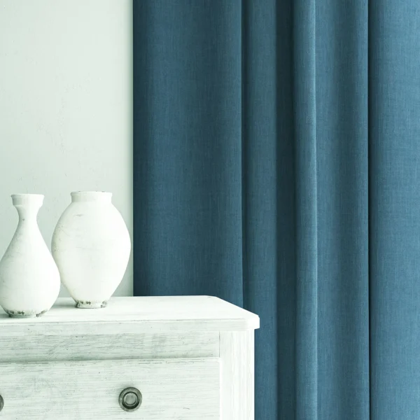 Pluto Fabric - Cornflower by Pluto Fabric from Linwood Fabrics Pluto collection - blue plain woven