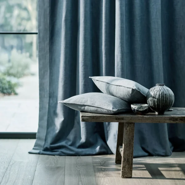 Pluto Fabric - Cobalt by Pluto Fabric from Linwood Fabrics Pluto collection - black-grey plain woven