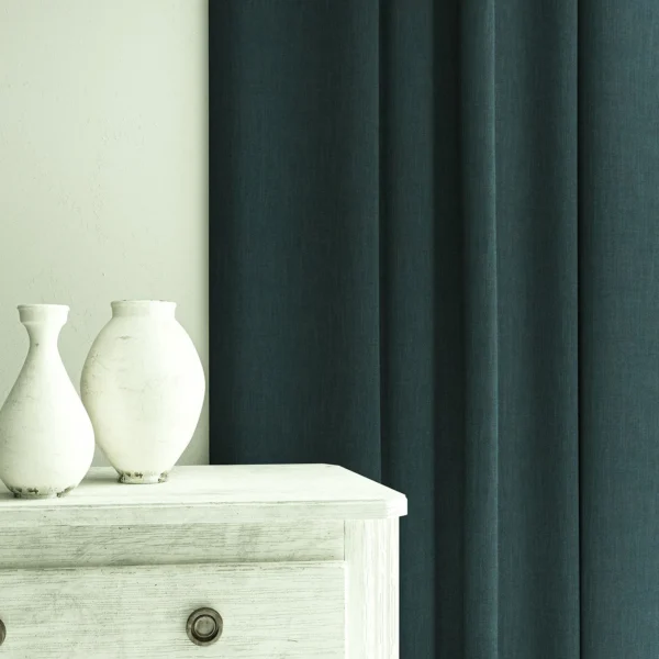 Pluto Fabric - Deep Sea by Pluto Fabric from Linwood Fabrics Pluto collection - blue plain woven