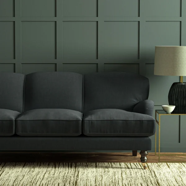 Pluto Fabric - Midnight by Pluto Fabric from Linwood Fabrics Pluto collection - black-grey plain woven
