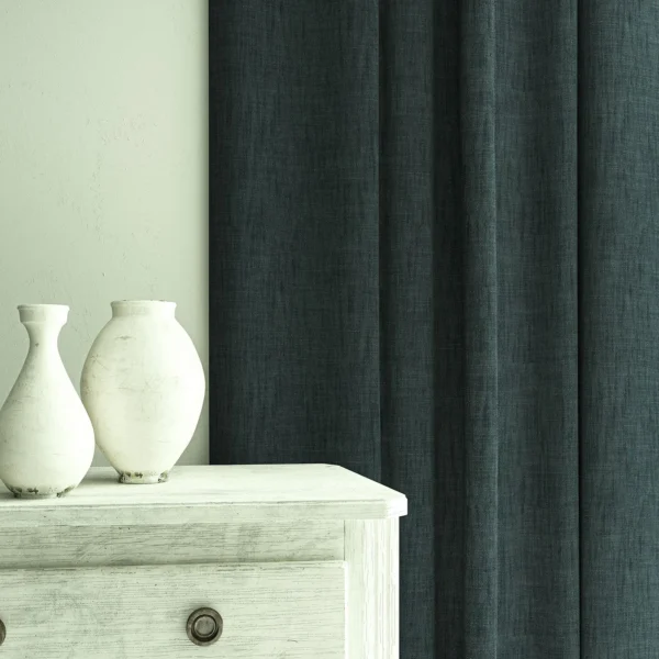 Pluto Fabric - Navy by Pluto Fabric from Linwood Fabrics Pluto collection - black-grey plain woven