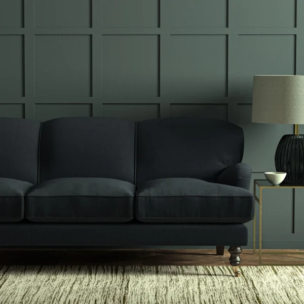 Pluto Fabric - Indigo by Pluto Fabric from Linwood Fabrics Pluto collection - black-grey plain woven